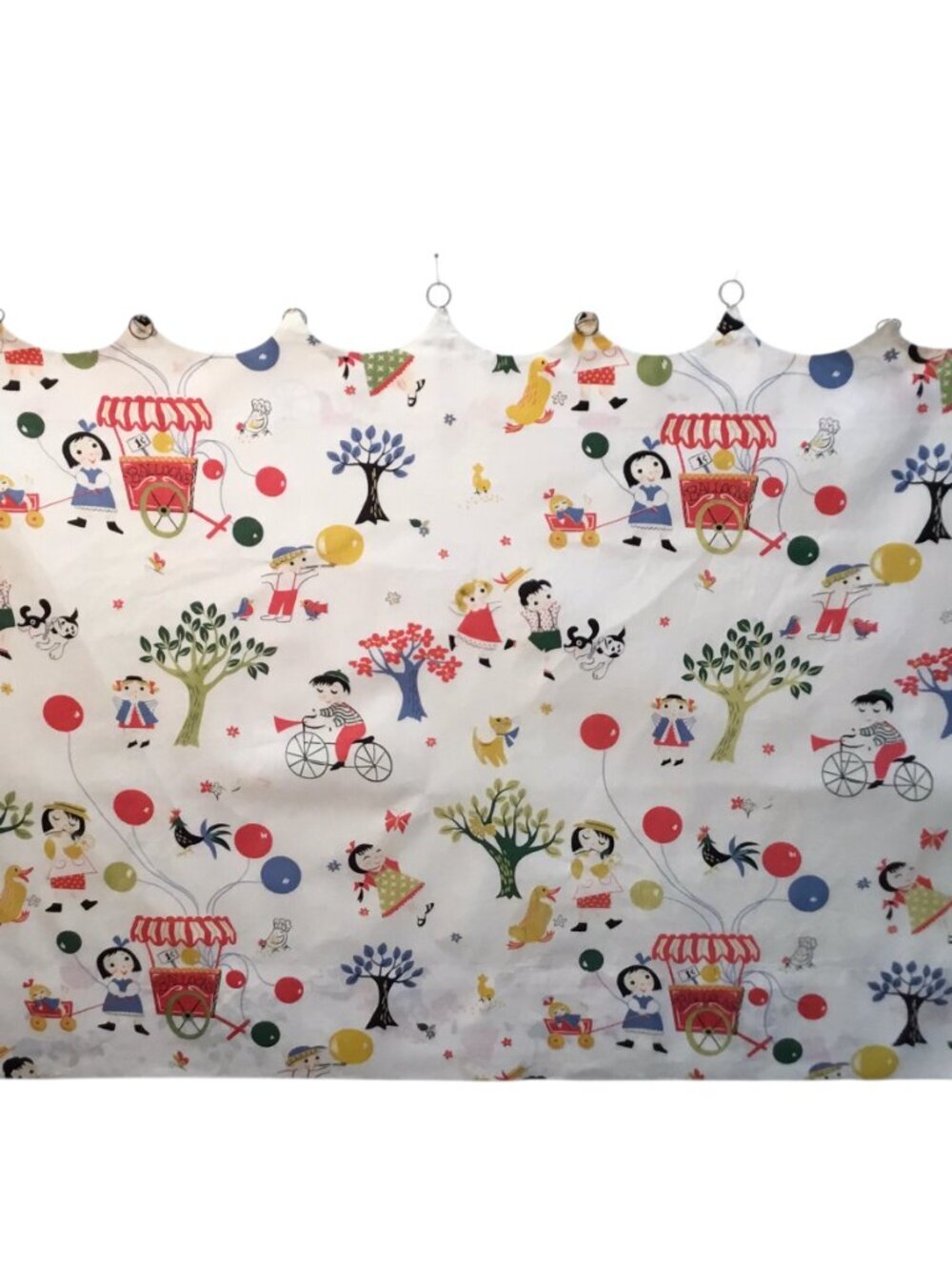 Vintage Everglaze Chintz Curtains Cafe Valance Fabric Juvenile Children Balloons - Picture 3 of 12